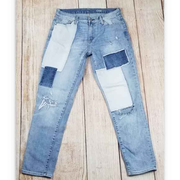 GAP Denim - Gap Patchwork Boyfriend Distressed Knee Jeans 28"